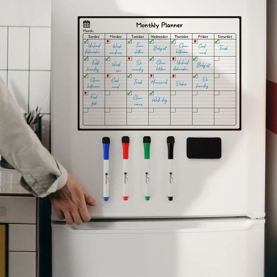 Vinsani Monthly Planner 4 Markers & Eraser 0000145 Vinsani