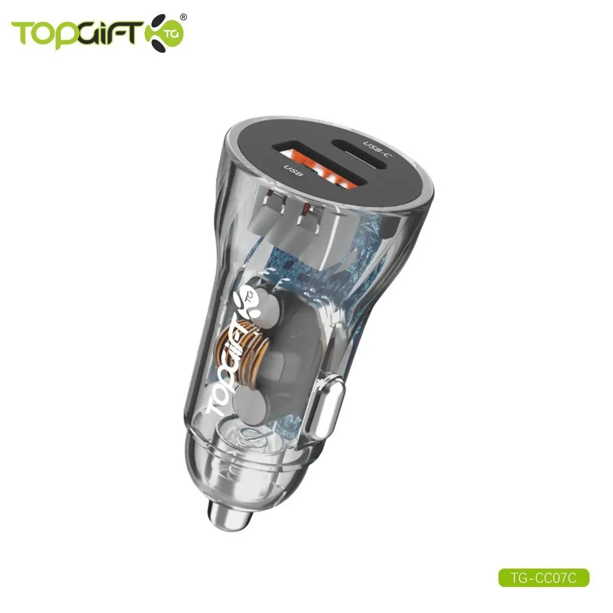 WYEFLUX Dual Port USB-C See-Through Car Charger Wyeflux