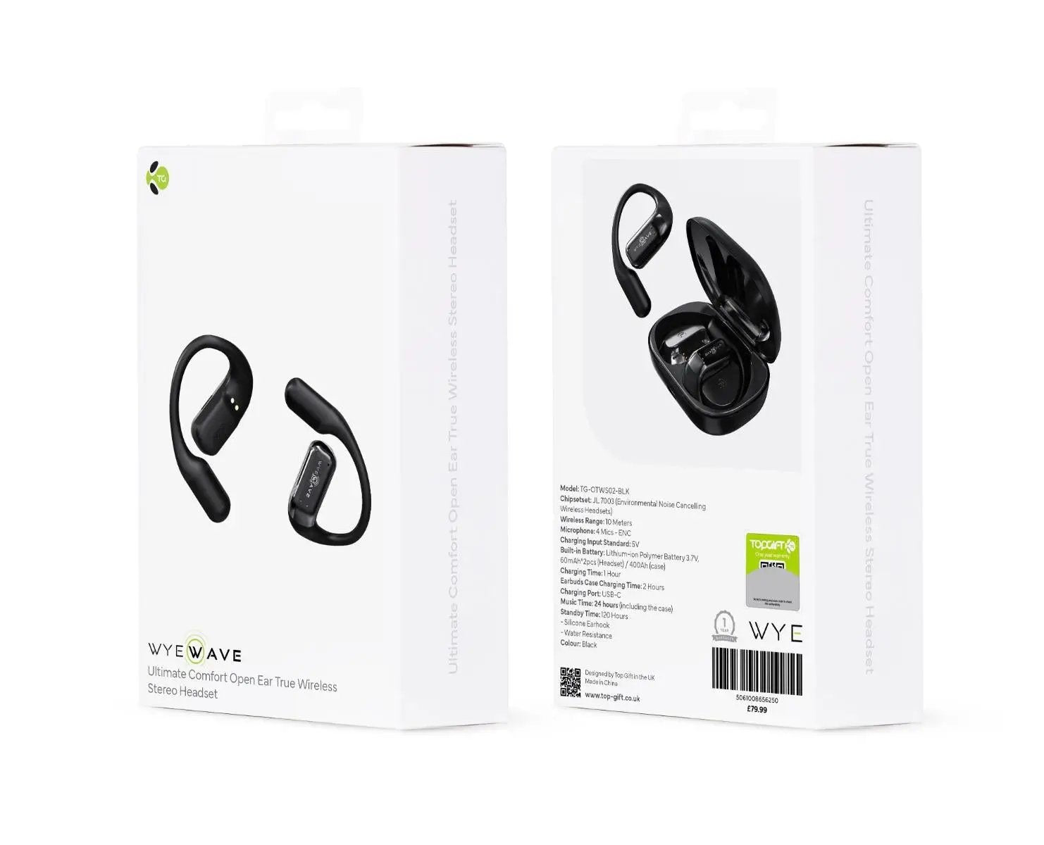 WYEWAVE Ultimate Comfort Open Ear True Wireless Stereo Headset - Black N/A