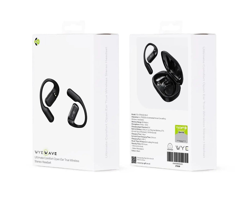 WYEWAVE Ultimate Comfort Open Ear True Wireless Stereo Headset - Black N/A
