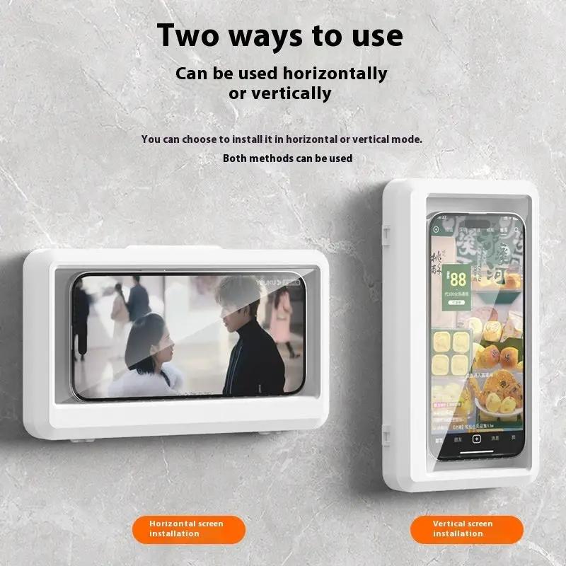 Wall-mounted Mobile Phone Bracket Kitchen Bathroom Waterproof Anti-fog Mobile Phone Box Charge Hub X