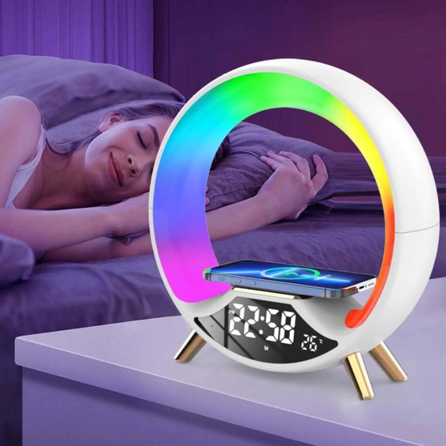 Wireless Charger Lamp with Clock-0