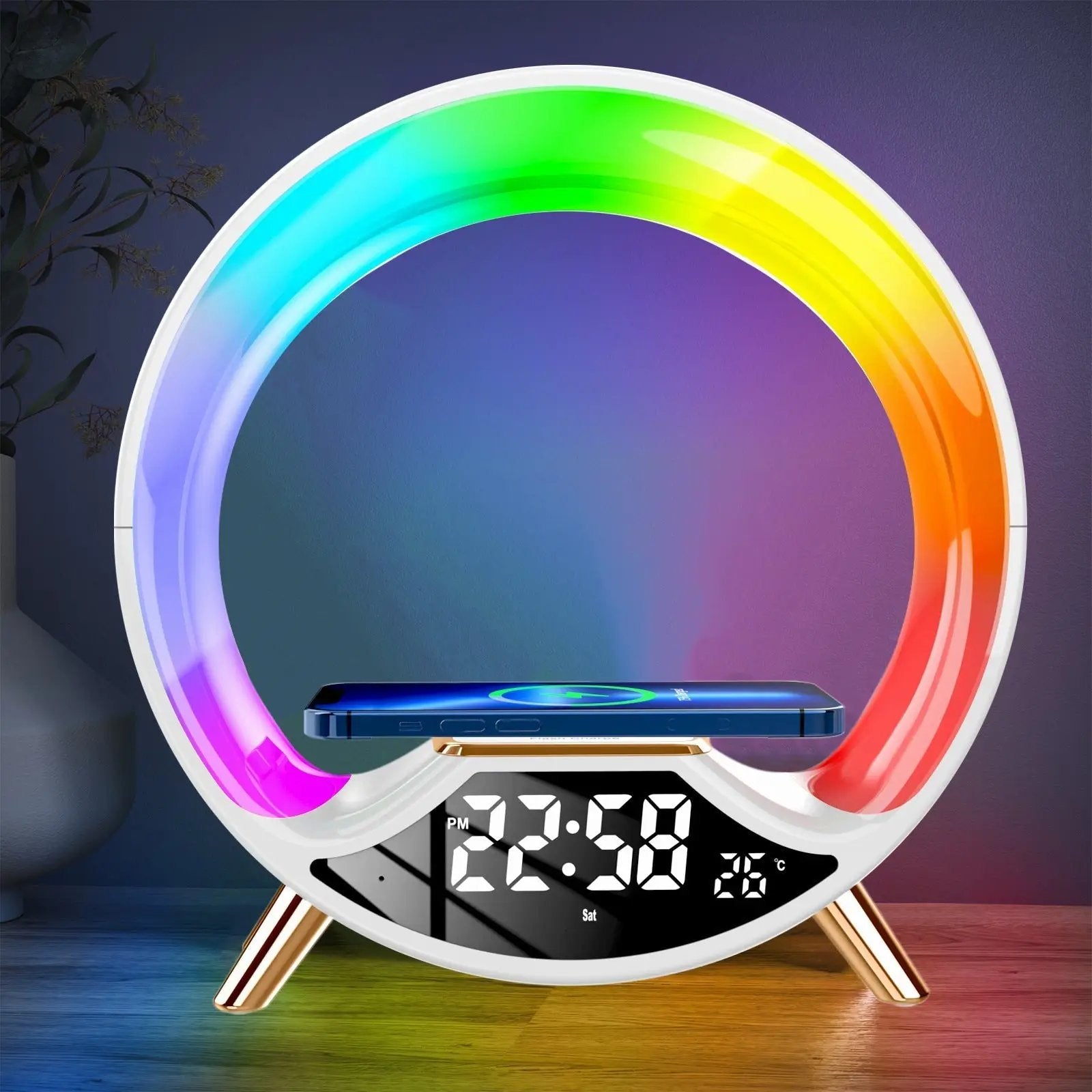 Wireless Charger Lamp with Clock-1