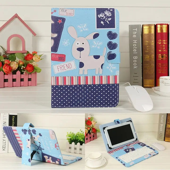 Wireless Keyboard Case – Bluetooth Protective Cover with Stand for Tablet/iPad Charge Hub X