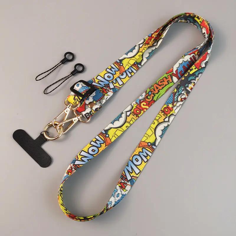 Womens Crossbody Phone Lanyard Nylon Mixed Color Retro Totem Pattern Chargehub X