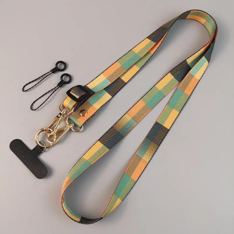 Womens Crossbody Phone Lanyard Nylon Mixed Color Retro Totem Pattern Chargehub X