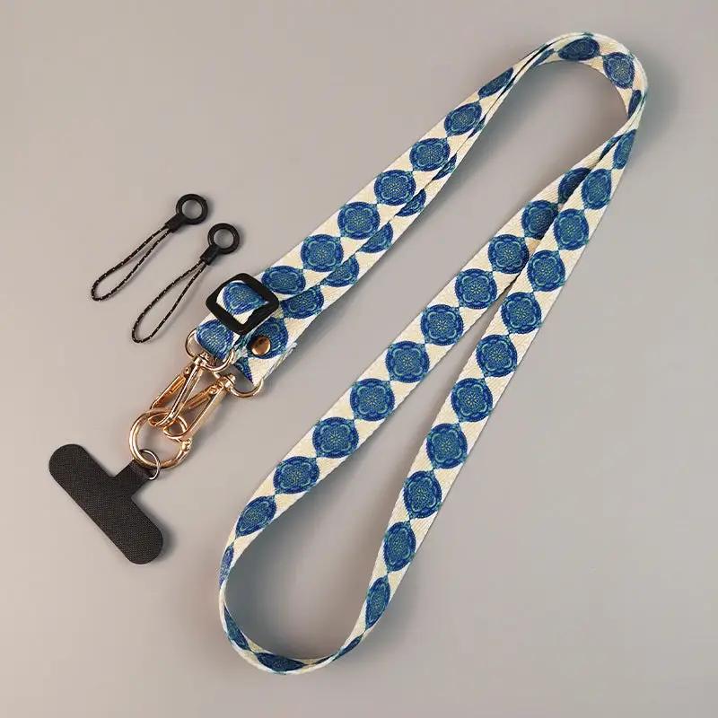 Womens Crossbody Phone Lanyard Nylon Mixed Color Retro Totem Pattern Chargehub X