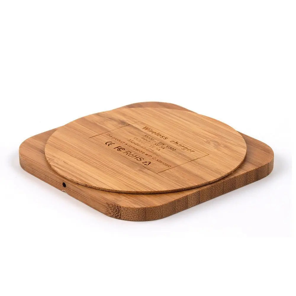 Wooden wireless charger on a white background