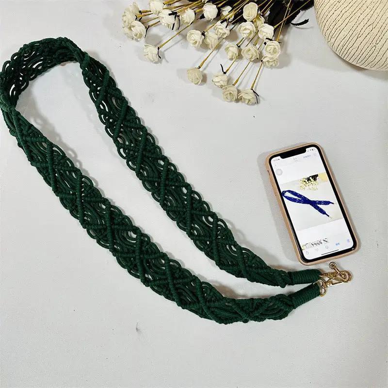 Woven Replacement Handbag Strap Widened Mobile Phone Crossbody Bag Strap Anti-lost Lanyard Charge Hub X