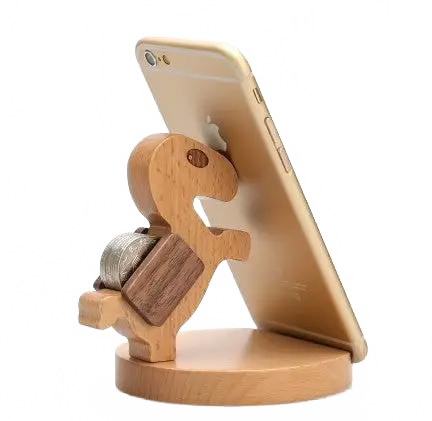 Creative  Mobile Phone Toma Back With Coin Beech Wood Lazy Phone Holder Custom Lettering Charge Hub X