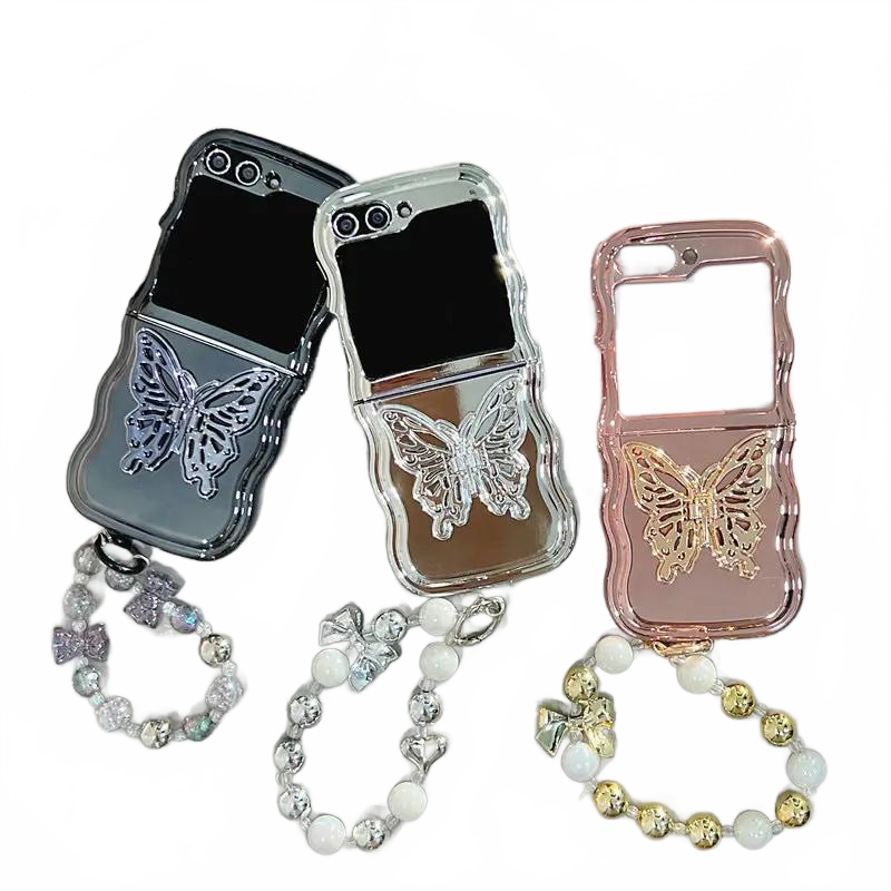 Electroplating Wave Edge Folding Soft Shell Three-dimensional Butterfly Bracket Charge Hub X