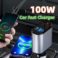USB Car Charger 100W Super Fast Charging TYPE-C Adapter.
