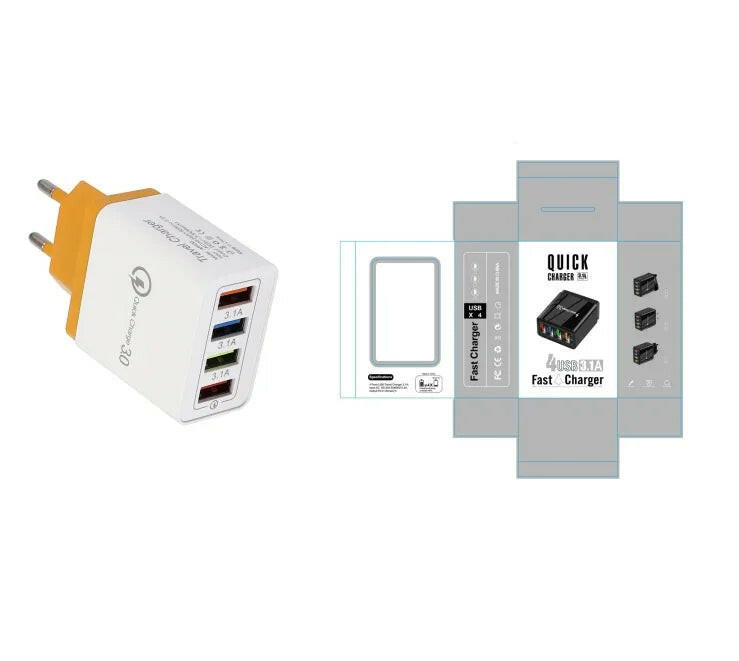 USB Charger Quick Charge 3.0 4 Phone Adapter For Tablet Portable Wall Mobile Charger Fast Charger.