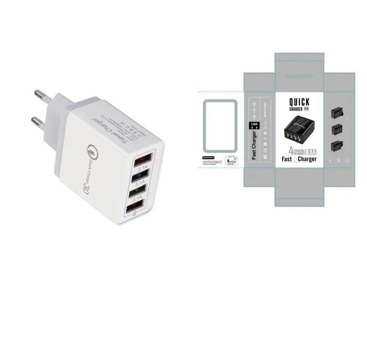 USB Charger Quick Charge 3.0 4 Phone Adapter For Tablet Portable Wall Mobile Charger Fast Charger.