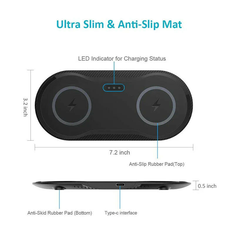 Fast Charge Wireless Dual Phone Charger - Charge Hub X