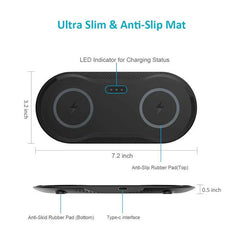 Fast Charge Wireless Dual Phone Charger - Charge Hub X